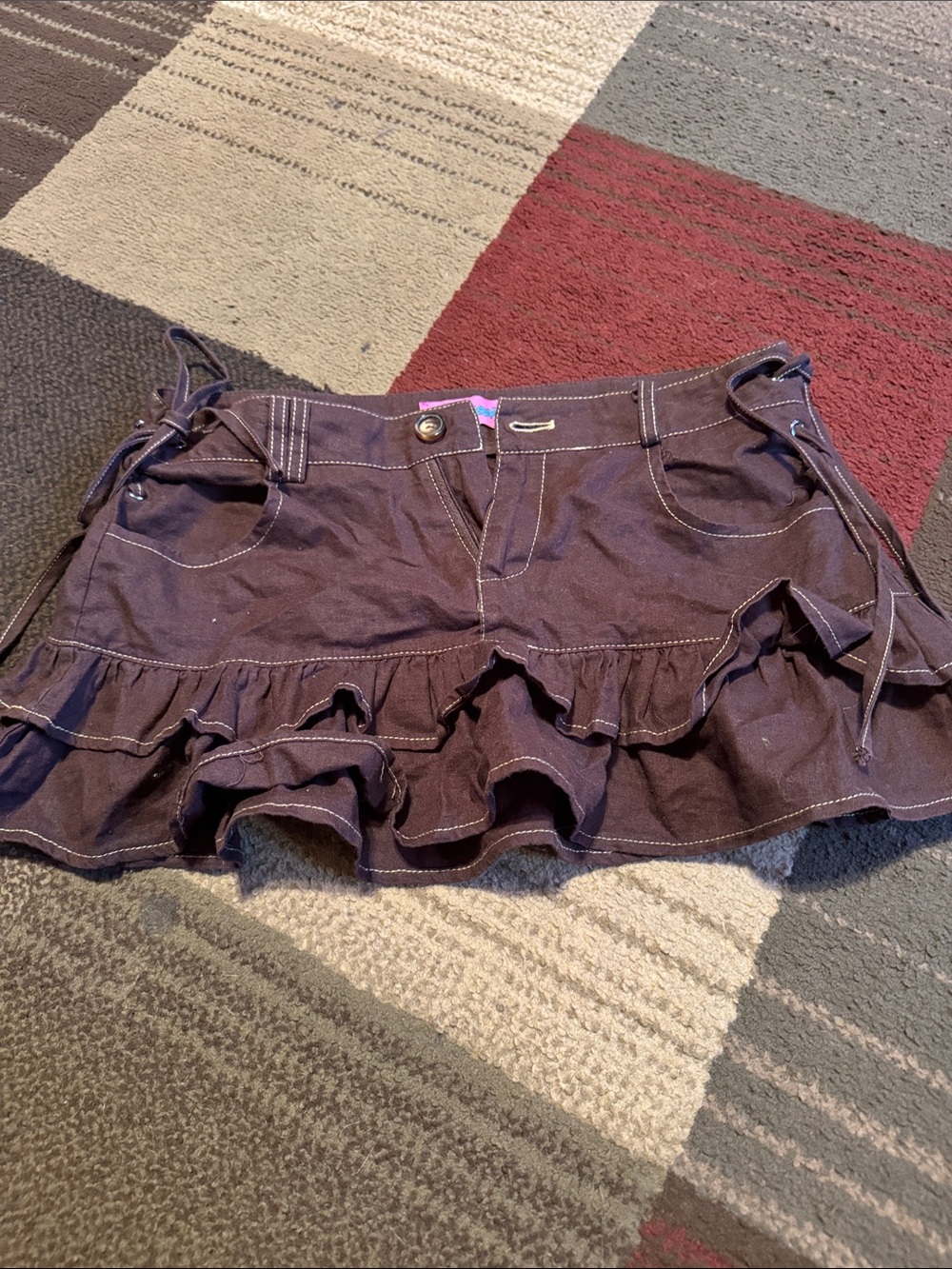 Edikted Dark Brown Ruffled Mini Skirt